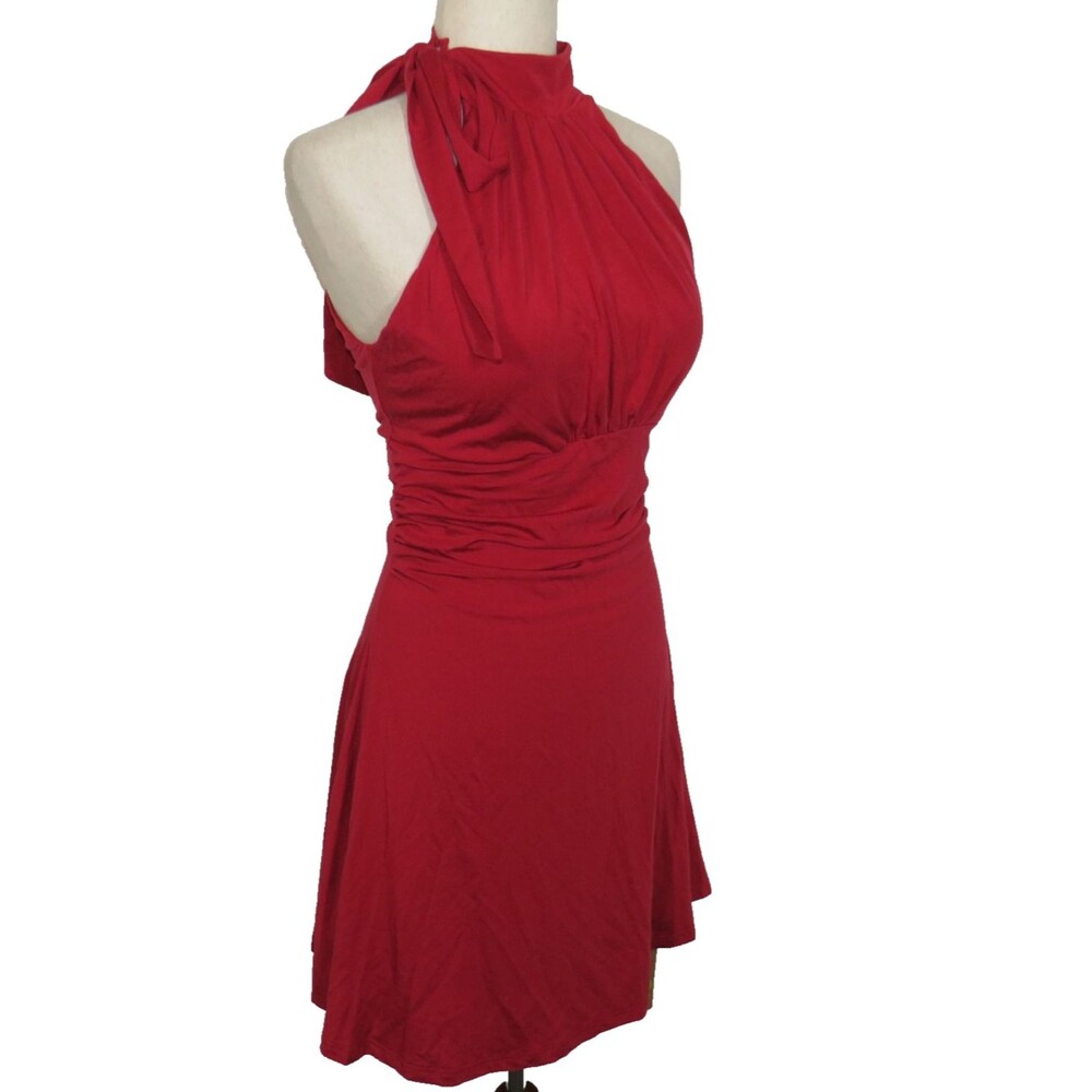 OGL Soft Stretchy Side Ruched Halter Neck Built In Bra Dress Size Medium